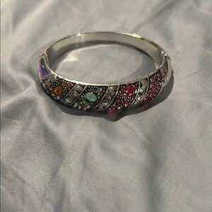 Elegant Silver and Multicolor Gemstone Bracelet